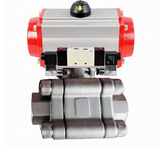 Кран шаровой DN.ru 316-316-PTFE-FP-SW-ISO-H Ду50 Ру63 под приварку, пневмопривод DA-083, пневмораспр. (2EM) 220VAC D160-76228