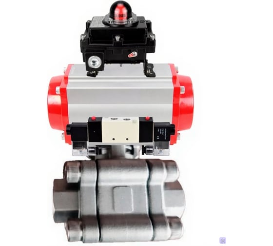 Кран шаровой DN.ru 316-316-PTFE-FP-SW-ISO-H Ду50 Ру63 под приварку, пневмопривод DA-083, пневмораспределитель (2EM) 220VAC, БКВ LSB-410 Ex D160-76193