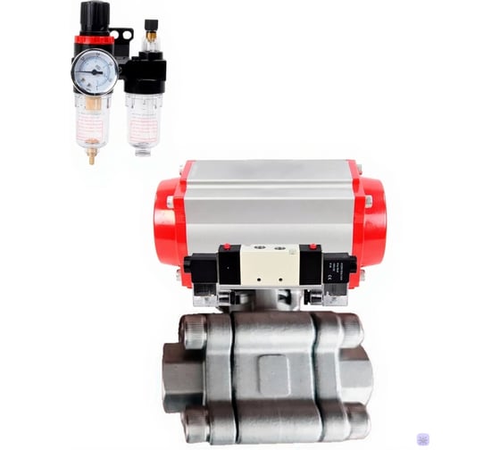 Кран шаровой DN.ru 316-316-PTFE-FP-SW-ISO-H Ду50 Ру63 под приварку, пневмопривод DA-083, пневмораспределитель (2EM) 220VAC, БПВ D160-76148