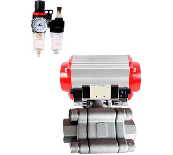 Кран шаровой DN.ru 316-316-PTFE-FP-SW-ISO-H Ду50 Ру63 под приварку, пневмопривод SA-105, пневмораспределитель (2EM) 220VAC, БПВ D160-76466