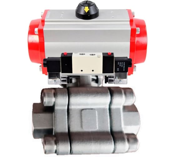 Кран шаровой DN.ru 316-316-PTFE-FP-SW-ISO-H Ду40 Ру63 под приварку, пневмопривод DA-065, пневмораспр. (2EM) 220VAC D160-76227