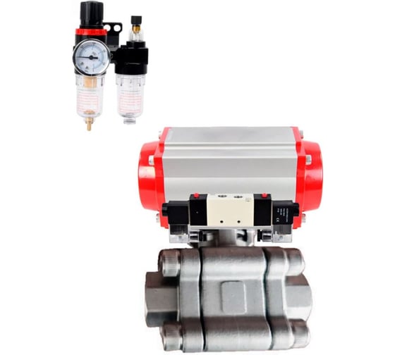 Кран шаровой DN.ru 316-316-PTFE-FP-SW-ISO-H Ду40 Ру63 под приварку, пневмопривод DA-065, пневмораспр. (2EM) 220VAC, БПВ D160-76232