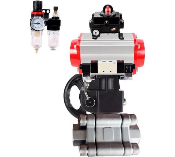 Кран шаровой DN.ru 316-316-PTFE-FP-SW-ISO-H Ду40 Ру63 под приварку, пневмопривод DA-065, пневмораспр. (2EM) 220VAC, БКВ LSB-410 Ex, дублёр HDM-1, БПВ D160-76267