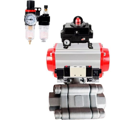 Кран шаровой DN.ru 316-316-PTFE-FP-SW-ISO-H Ду100 Ру63 под приварку, пневмопривод DA-105, пневмораспр. (2EM) 220VAC, БКВ LSB-410 Ex, БПВ D160-76176