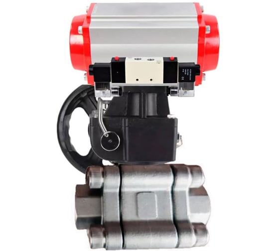 Кран шаровой DN.ru 316-316-PTFE-FP-SW-ISO-H Ду40 Ру63 под приварку, пневмопривод DA-065, пневмораспр. (2EM) 220VAC, дублёр HDM-1 D160-76222