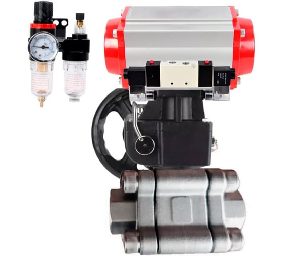 Кран шаровой DN.ru 316-316-PTFE-FP-SW-ISO-H Ду40 Ру63 под приварку, пневмопривод DA-065, пневмораспр. (2EM) 220VAC, дублёр HDM-1, БПВ D160-76217