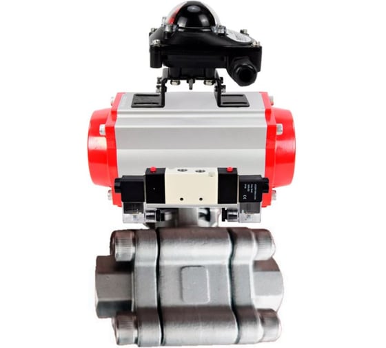 Кран шаровой DN.ru 316-316-PTFE-FP-SW-ISO-H Ду40 Ру63 под приварку, пневмопривод DA-065, пневмораспр. (2EM) 220VAC, БКВ LSB-210 D160-76257