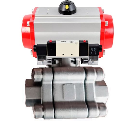 Кран шаровой DN.ru 316-316-PTFE-FP-SW-ISO-H Ду100 Ру63 под приварку, пневмопривод DA-105, пневмораспр. (2EM) 220VAC D160-76226