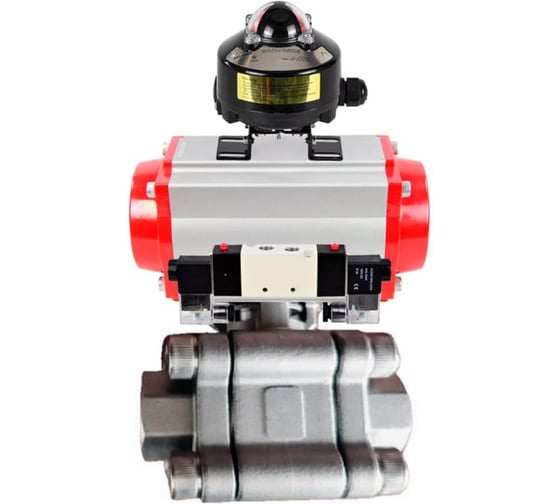 Кран шаровой DN.ru 316-316-PTFE-FP-SW-ISO-H Ду40 Ру63 под приварку, пневмопривод DA-065, пневмораспр. (2EM) 220VAC, БКВ LSB-510 Ex D160-76297