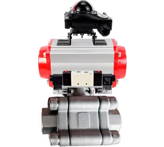 Кран шаровой DN.ru 316-316-PTFE-FP-SW-ISO-H Ду40 Ру63 под приварку, пневмопривод DA-065, пневмораспр. (2EM) 220VAC, БКВ LSB-210 D160-76172