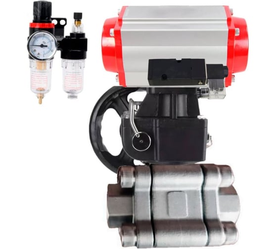 Кран шаровой DN.ru 316-316-PTFE-FP-SW-ISO-H Ду100 Ру63 под приварку, пневмопривод DA-105, пневмораспр. 220VAC, дублёр HDM-3, БПВ D160-76046