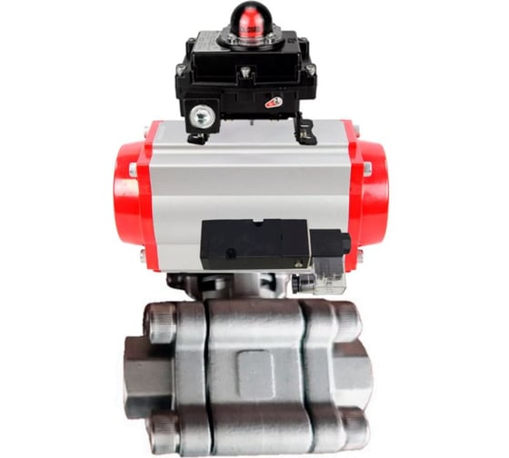 Кран шаровой DN.ru 316-316-PTFE-FP-SW-ISO-H Ду100 Ру63 под приварку, пневмопривод DA-105, пневмораспр. 220VAC, БКВ LSB-410 Ex D160-76021