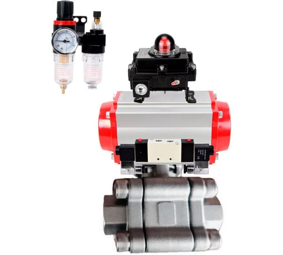 Кран шаровой DN.ru 316-316-PTFE-FP-SW-ISO-H Ду40 Ру63 под приварку, пневмопривод DA-065, пневмораспр. (2EM) 220VAC, БКВ LSB-410 Ex, БПВ D160-76177