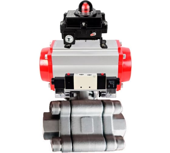 Кран шаровой DN.ru 316-316-PTFE-FP-SW-ISO-H Ду100 Ру63 под приварку, пневмопривод DA-105, пневмораспр. (2EM) 220VAC, БКВ LSB-410 Ex D160-76191