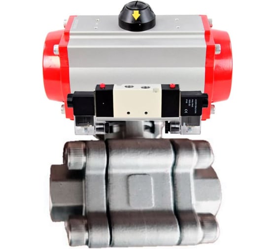 Кран шаровой DN.ru 316-316-PTFE-FP-SW-ISO-H Ду100 Ру63 под приварку, пневмопривод DA-105, пневмораспр. (2EM) 220VAC D160-76311 1