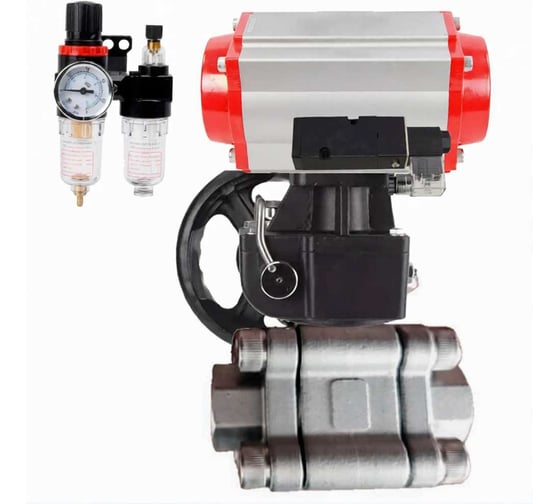 Кран шаровой DN.ru 316-316-PTFE-FP-SW-ISO-H Ду65 Ру63 под приварку, пневмопривод DA-105, пневмораспределитель 220VAC, дублёр HDM-2, БПВ D160-76049 1