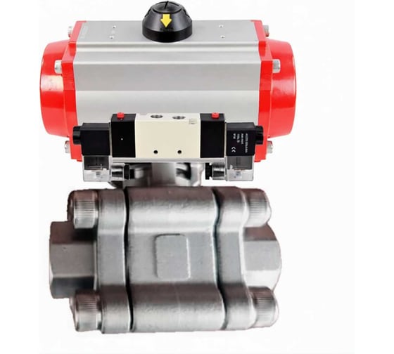 Кран шаровой DN.ru 316-316-PTFE-FP-SW-ISO-H Ду65 Ру63 под приварку, пневмопривод SA-130, пневмораспределитель (2EM) 220VAC D160-76546 1