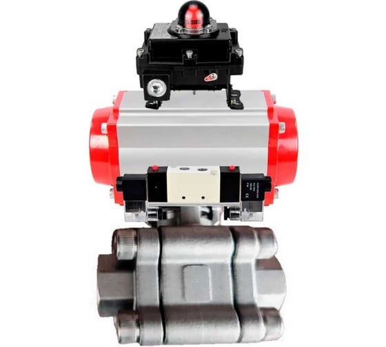 Кран шаровой DN.ru 316-316-PTFE-FP-SW-ISO-H Ду65 Ру63 под приварку, пневмопривод SA-130, пневмораспределитель (2EM) 220VAC, БКВ LSB-410 Ex D160-76489