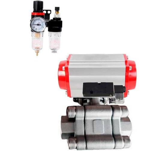 Кран шаровой DN.ru 316-316-PTFE-FP-SW-ISO-H Ду65 Ру63 под приварку, пневмопривод SA-130, пневмораспределитель 24VDC, БПВ D160-76425