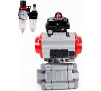 Кран шаровой DN.ru 316-316-PTFE-FP-SW-ISO-H Ду65 Ру63 под приварку, пневмопривод SA-130, пневмораспределитель 24VDC, БКВ LSB-410 Ex, БПВ D160-76442