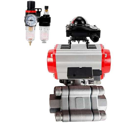Кран шаровой DN.ru 316-316-PTFE-FP-SW-ISO-H Ду65 Ру63 под приварку, пневмопривод SA-130, пневмораспределитель 24VDC, БКВ LSB-210, БПВ D160-76432