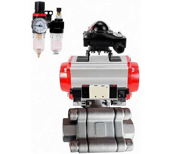 Кран шаровой DN.ru 316-316-PTFE-FP-SW-ISO-H Ду80 Ру63 под приварку, пневмопривод DA-105, пневмораспределитель (2EM) 220VAC, БКВ LSB-210, БПВ D160-76160