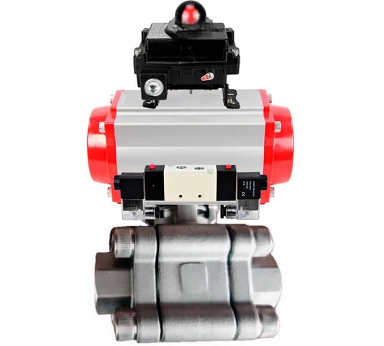 Кран шаровой DN.ru 316-316-PTFE-FP-SW-ISO-H Ду80 Ру63 под приварку, пневмопривод DA-105, пневмораспределитель (2EM) 220VAC, БКВ LSB-410 Ex D160-76195