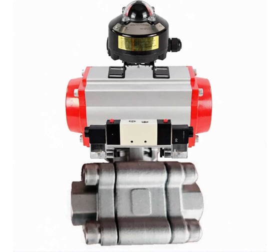 Кран шаровой DN.ru 316-316-PTFE-FP-SW-ISO-H Ду80 Ру63 под приварку, пневмопривод DA-105, пневмораспределитель (2EM) 220VAC, БКВ LSB-510 Ex D160-76215