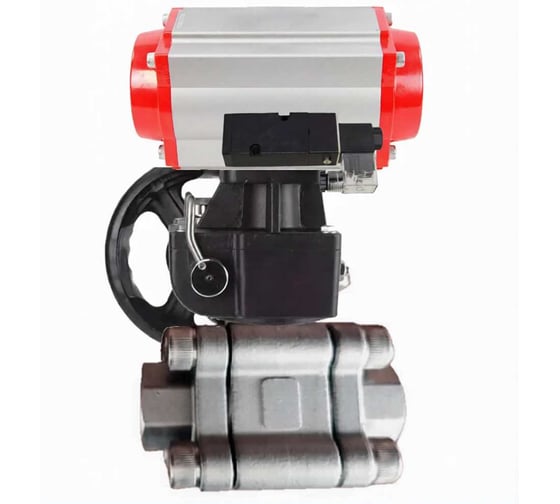 Кран шаровой DN.ru 316-316-PTFE-FP-SW-ISO-H Ду80 Ру63 под приварку, пневмопривод DA-105, пневмораспределитель 220VAC, дублёр HDM-2 D160-76055 1