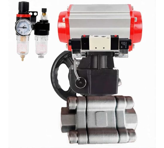 Кран шаровой DN.ru 316-316-PTFE-FP-SW-ISO-H Ду80 Ру63 под приварку, пневмопривод DA-105, пневмораспределитель 220VAC, дублёр HDM-2, БПВ D160-76050 1