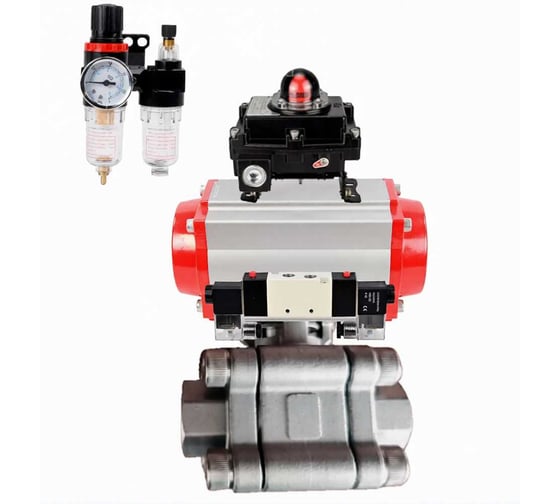 Кран шаровой DN.ru 316-316-PTFE-FP-SW-ISO-H Ду80 Ру63 под приварку, пневмопривод DA-105, пневмораспределитель (2EM) 220VAC, БКВ LSB-410 Ex, БПВ D160-76180