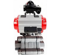 Кран шаровой DN.ru 316-316-PTFE-FP-SW-ISO-H Ду80 Ру63 под приварку, пневмопривод DA-105, пневмораспределитель 220VAC, БКВ LSB-210 D160-76005