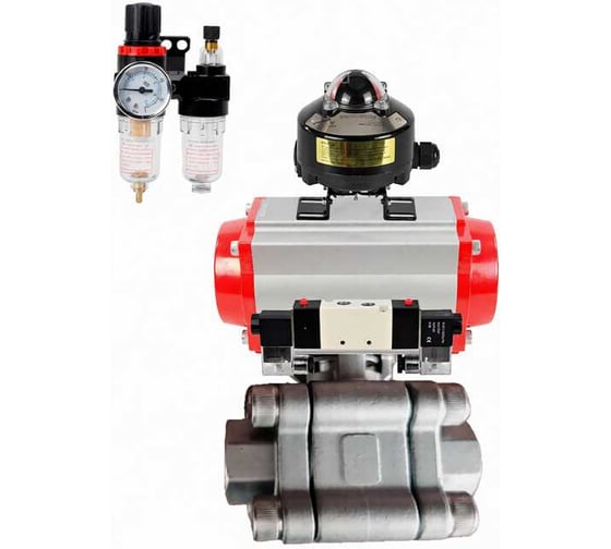 Кран шаровой DN.ru 316-316-PTFE-FP-SW-ISO-H Ду80 Ру63 под приварку, пневмопривод DA-105, пневмораспределитель (2EM) 220VAC, БКВ LSB-510 Ex, БПВ D160-76200