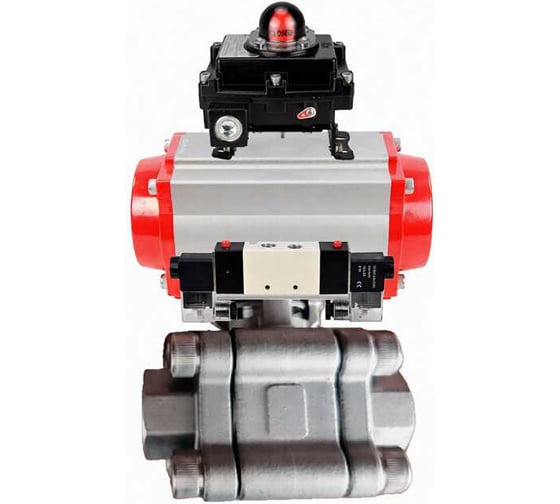 Кран шаровой DN.ru 316-316-PTFE-FP-SW-ISO-H Ду80 Ру63 под приварку, пневмопривод SA-140, пневмораспределитель (2EM) 220VAC, БКВ LSB-410 Ex D160-76490