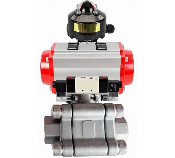 Кран шаровой DN.ru 316-316-PTFE-FP-SW-ISO-H Ду80 Ру63 под приварку, пневмопривод SA-140, пневмораспределитель (2EM) 220VAC, БКВ LSB-510 Ex D160-76500