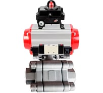 Кран шаровой DN.ru 316-316-PTFE-FP-SW-ISO-H Ду80 Ру63 под приварку, пневмопривод SA-140, пневмораспределитель (2EM) 220VAC, БКВ LSB-410 Ex D160-76532