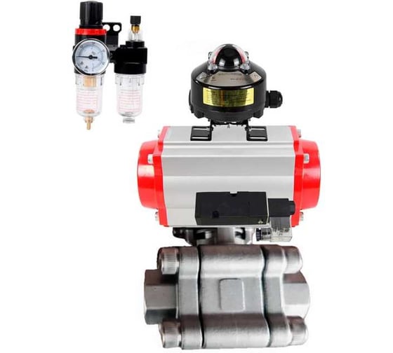 Кран шаровой DN.ru 316-316-PTFE-FP-SW-ISO-H Ду80 Ру63 под приварку, пневмопривод DA-105, пневмораспределитель 24VDC, БКВ LSB-510 Ex, БПВ D160-76115