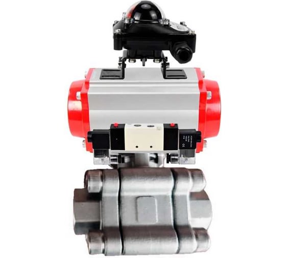 Кран шаровой DN.ru 316-316-PTFE-FP-SW-ISO-H Ду80 Ру63 под приварку, пневмопривод SA-140, пневмораспределитель (2EM) 220VAC, БКВ LSB-210 D160-76522 1