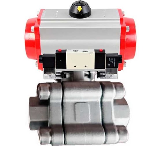 Кран шаровой DN.ru 316-316-PTFE-FP-SW-ISO-H Ду80 Ру63 под приварку, пневмопривод SA-140, пневмораспределитель (2EM) 220VAC D160-76505