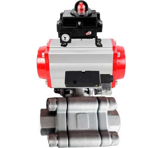 Кран шаровой DN.ru 316-316-PTFE-FP-SW-ISO-H Ду80 Ру63 под приварку, пневмопривод DA-105, пневмораспределитель 24VDC, БКВ LSB-410 Ex D160-76110