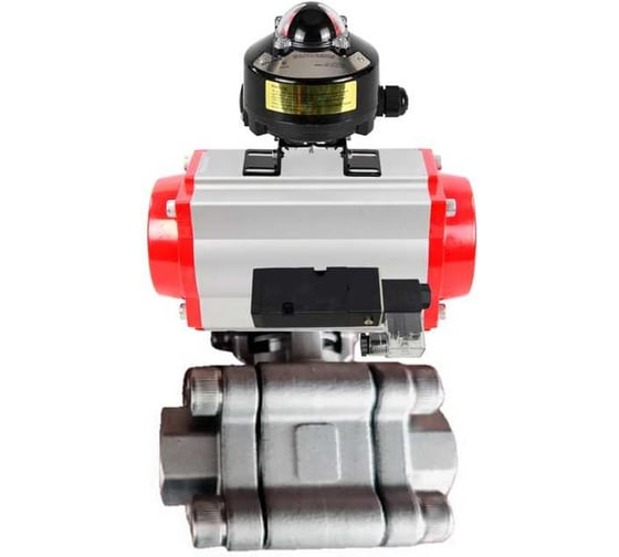 Кран шаровой DN.ru 316-316-PTFE-FP-SW-ISO-H Ду80 Ру63 под приварку, пневмопривод DA-105, пневмораспределитель 24VDC, БКВ LSB-510 Ex D160-76130