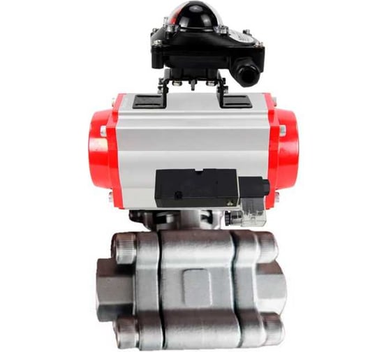 Кран шаровой DN.ru 316-316-PTFE-FP-SW-ISO-H Ду80 Ру63 под приварку, пневмопривод SA-140, пневмораспределитель 220VAC, БКВ LSB-210 D160-76396