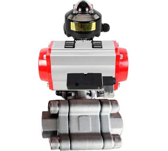 Кран шаровой DN.ru 316-316-PTFE-FP-SW-ISO-H Ду80 Ру63 под приварку, пневмопривод SA-140, пневмораспределитель 220VAC, БКВ LSB-510 Ex D160-76416