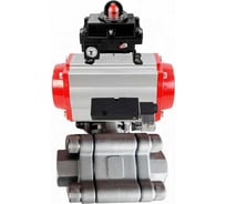 Кран шаровой DN.ru 316-316-PTFE-FP-SW-ISO-H Ду80 Ру63 под приварку, пневмопривод SA-140, пневмораспределитель 220VAC, БКВ LSB-410 Ex D160-76406
