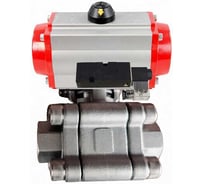 Кран шаровой DN.ru 316-316-PTFE-FP-SW-ISO-H Ду80 Ру63 под приварку, пневмопривод SA-140, пневмораспределитель 24VDC D160-76463