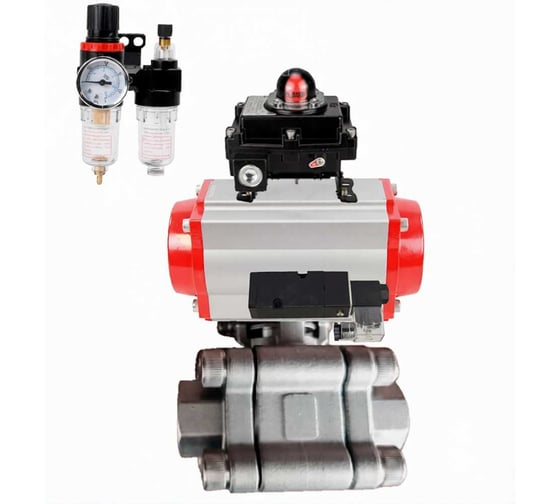Кран шаровой DN.ru 316-316-PTFE-FP-SW-ISO-H Ду80 Ру63 под приварку, пневмопривод SA-140, пневмораспределитель 24VDC, БКВ LSB-410 Ex, БПВ D160-76443