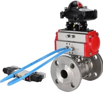 Кран шаровой DN.ru 316-316-FP-F-ISO-H Ду100 Ру25, пневмопривод, пневмораспределитель, БКВ D160-65803