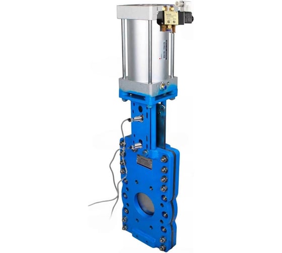 Задвижка шиберная DN.ru со сквозным ножом SN-WCB-304-NBR-2W-Fb-2P Ду250 Ру10, пневмопривод, пневмораспределитель 220VAC, индукционные датчики D040-10063