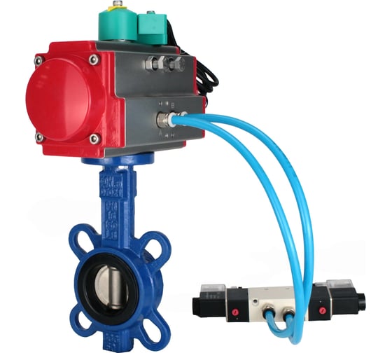 Затвор дисковый DN.ru GG25-316L-NBR Ду125 Ру16, пневмопривод DA-105, пневмораспределитель 220VAC, магнитный переключатель МППП-200 D050-85870