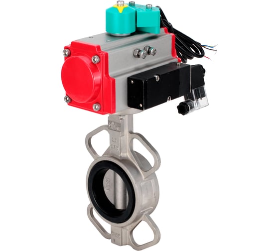 Затвор дисковый DN.ru 304-304-VITON-2W-Fb-H Ду150 Ру16, пневмопривод DA-105, пневмораспределитель 220VAC, магнитный переключатель МППП-200 D050-84813